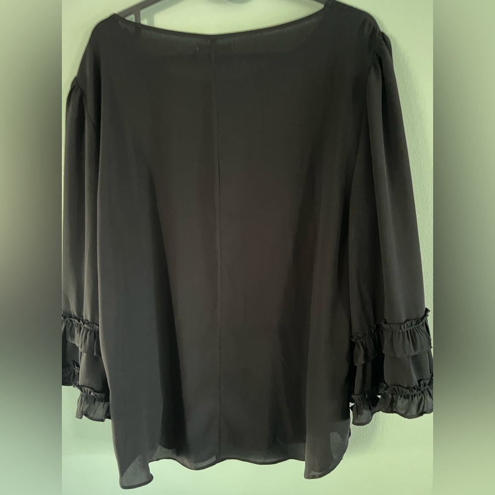 Max Studio Black Ruffle Sleeve Blouse - Picture 3 of 3